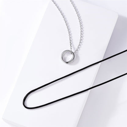 925 Sterling Silver Circle Pendant Necklace for Men