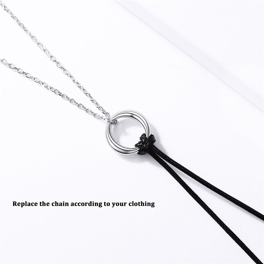 925 Sterling Silver Circle Pendant Necklace for Men