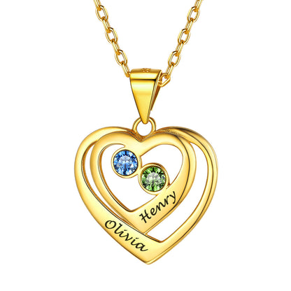 Personalized Sterling Silver Birthstone Heart Necklace FaithHeart Jewelry
