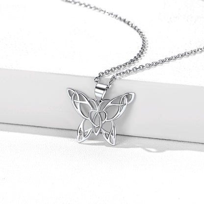 FaithHeart Celtic Knot Butterfly Pendant Necklace in Sterling Silver FaithHeart