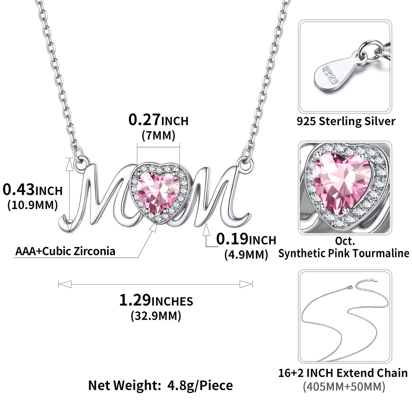 Mom Birthstone Necklace in Gift Box - Sentimental Present for Mothers