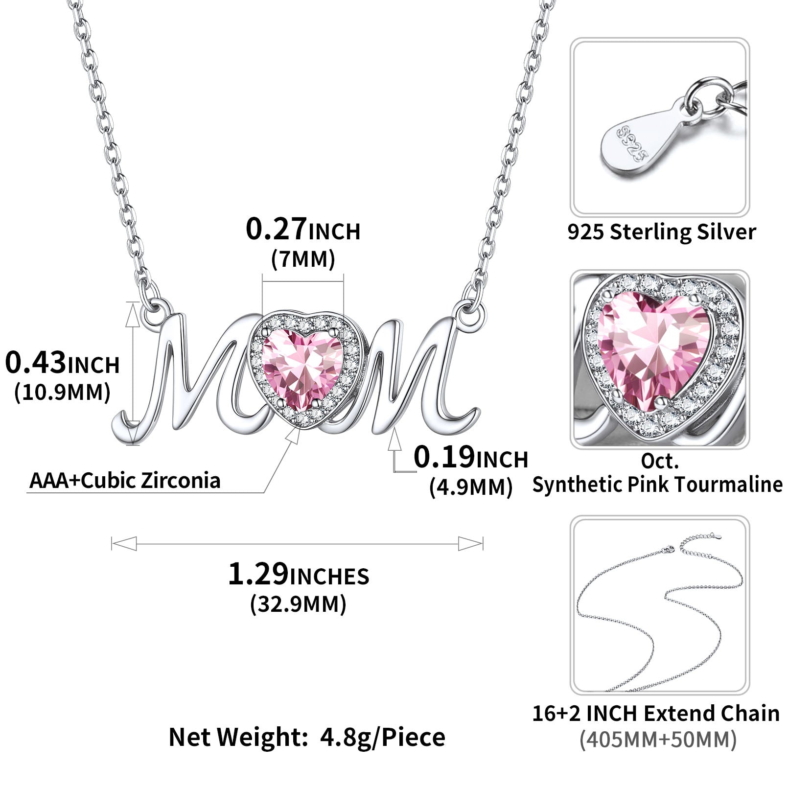 Mom Birthstone Necklace in Gift Box - Sentimental Present for Mothers