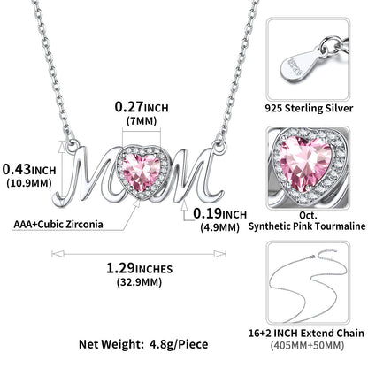 Mom Birthstone Necklace in Gift Box - Sentimental Present for Mothers