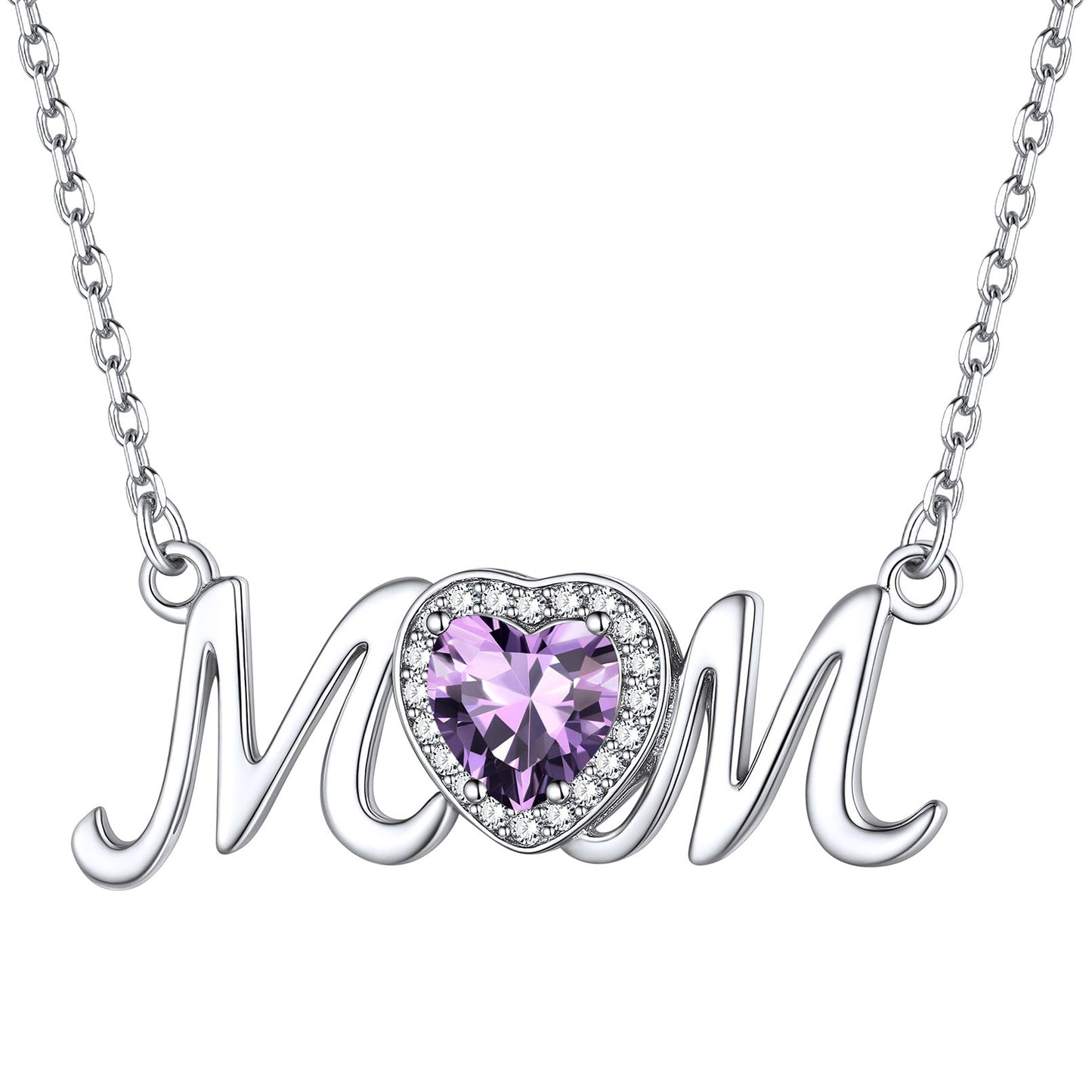 February Amethyst Mom Necklace - Personalized Birthstone Jewelry for Her