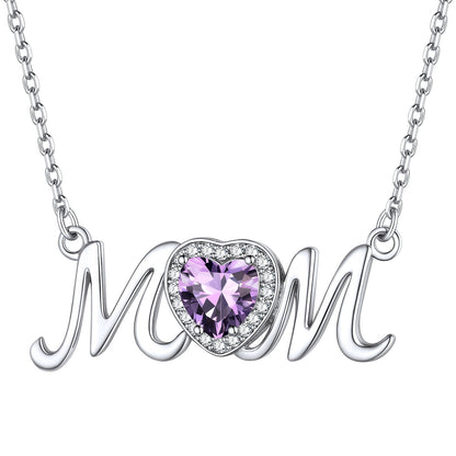 February Amethyst Mom Necklace - Personalized Birthstone Jewelry for Her