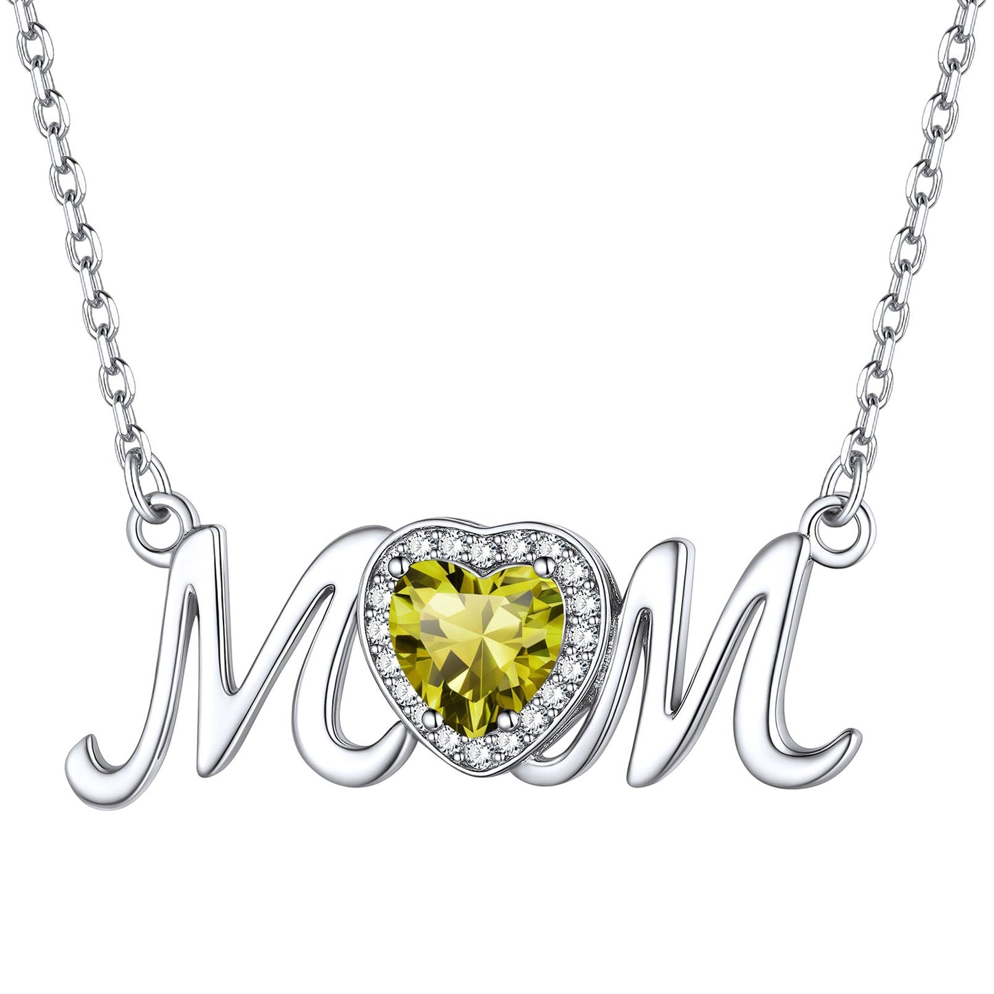 August Peridot Mom Necklace - Vibrant Green Birthstone Pendant