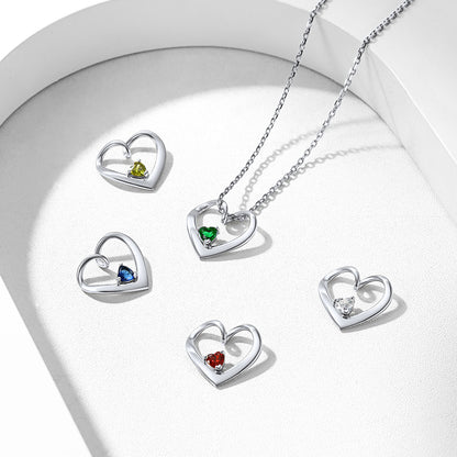 1-Heart Birthstone Necklace