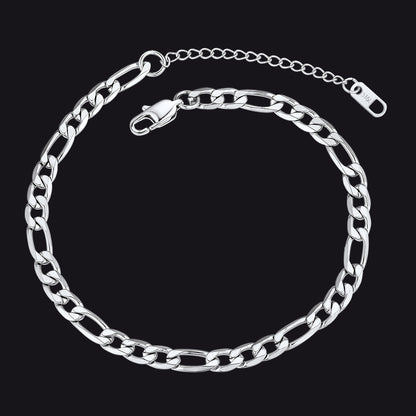 Silver 6mm Figaro Chain Anklet Bracelet Summer Foot Jewelry for Women