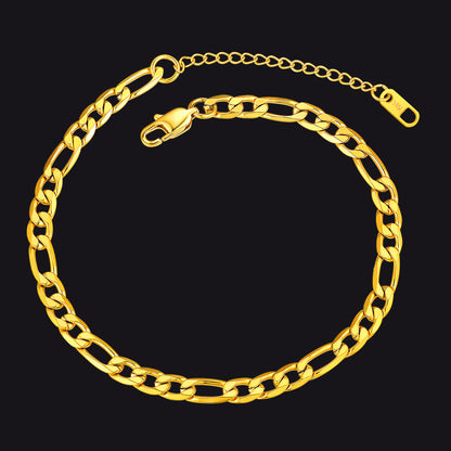 Gold 6mm Figaro Chain Anklet Bracelet Summer Foot Jewelry for Women