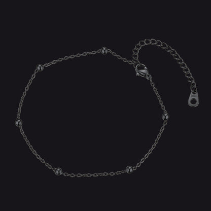 Black Cable Chain Bobble Anklet Summer Beach Jewelry for Women