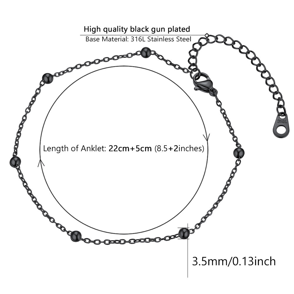  Cable Chain Bobble Anklet Summer Beach Jewelry for Women