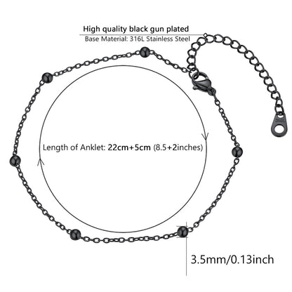  Cable Chain Bobble Anklet Summer Beach Jewelry for Women