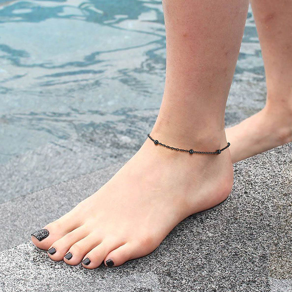  Cable Chain Bobble Anklet Summer Beach Jewelry for Women