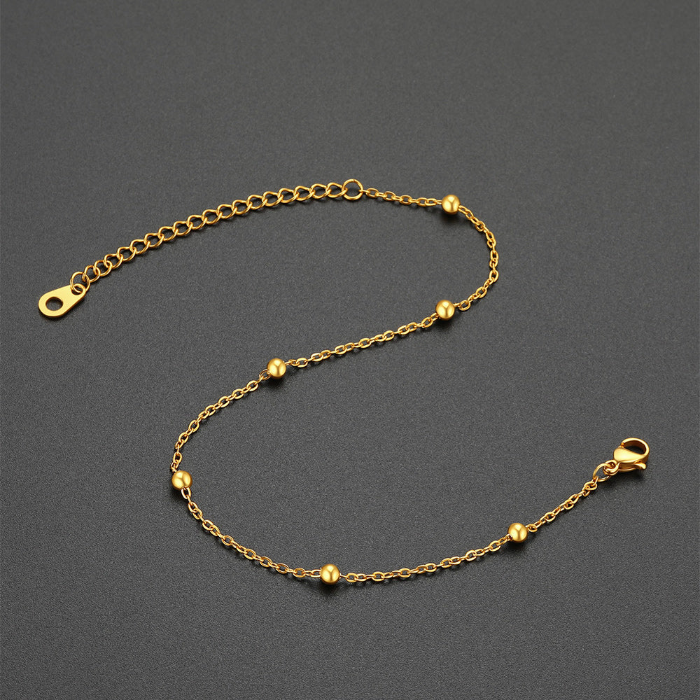 Cable Chain Bobble Anklet Summer Beach Jewelry for Women