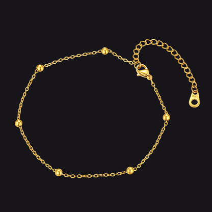 Gold Cable Chain Bobble Anklet Summer Beach Jewelry for Women