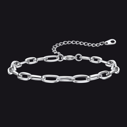 6mm silver paperclip anklet for women, chunky beach ankle jewelry