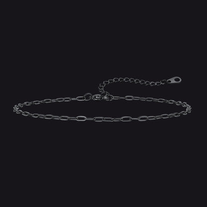 2mm black stainless steel paperclip anklet, edgy minimalist design