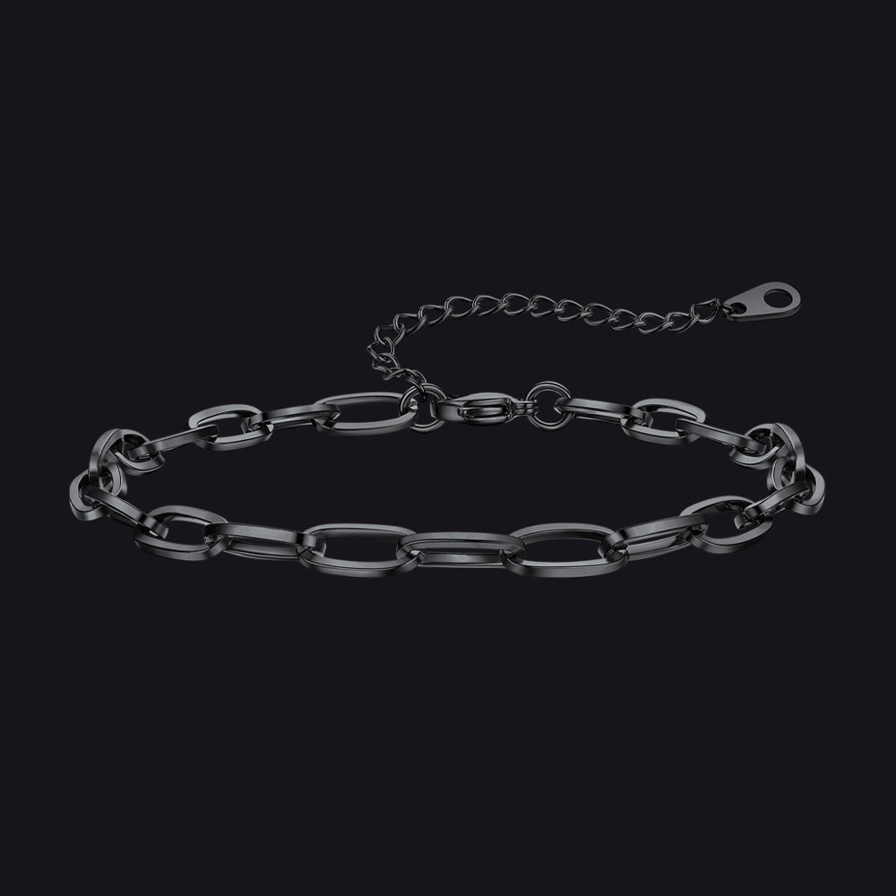 6mm bold black paperclip anklet, statement ankle chain for summer