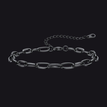 6mm bold black paperclip anklet, statement ankle chain for summer