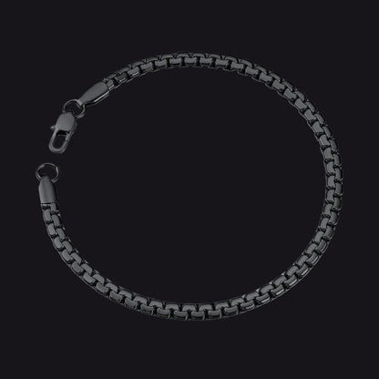 Unisex 4/6mm Cuban Flat Box Link Chain Bracelet for Men