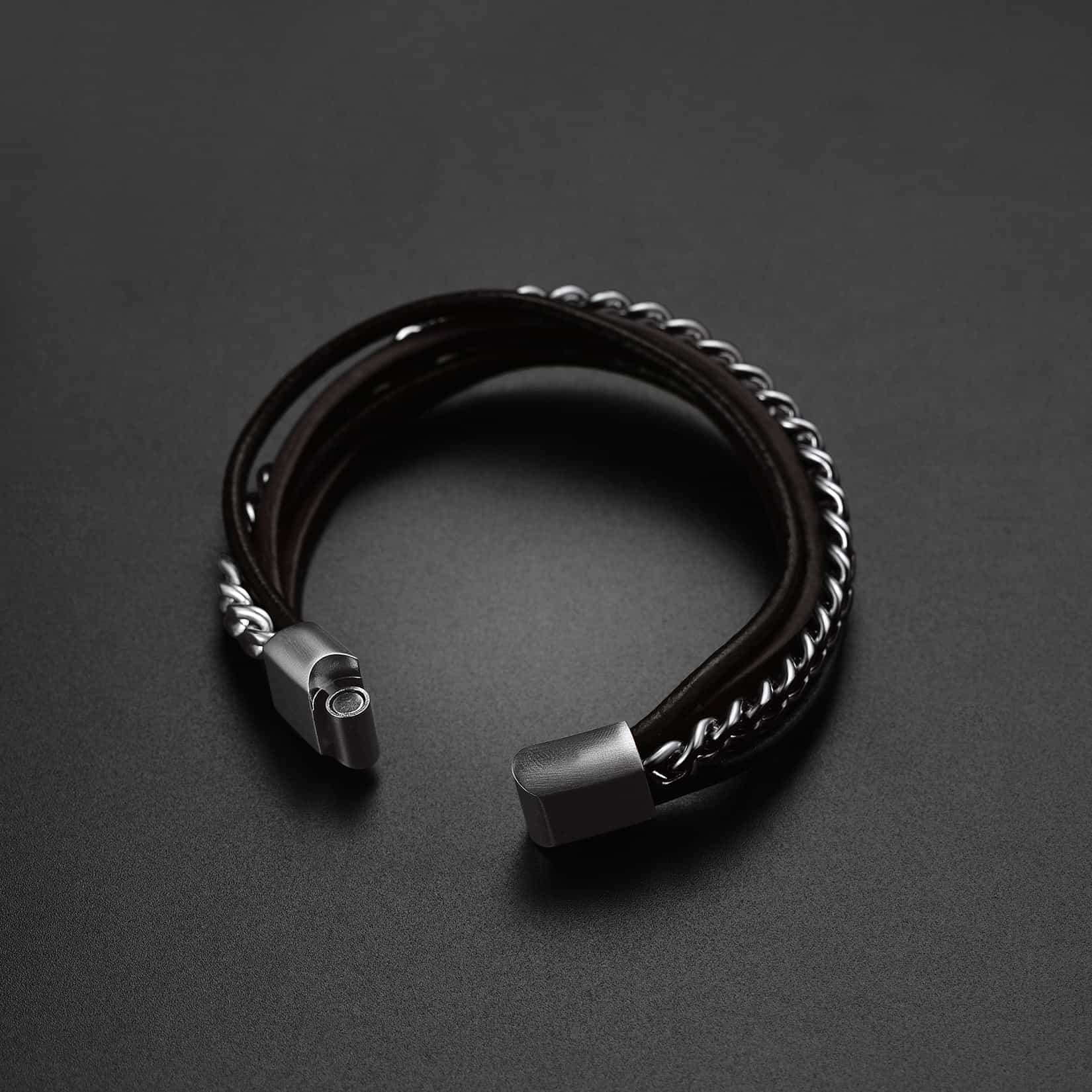 FaithHeart Black Braided Leather Bracelet Customized Cuff Wristband FaithHeart