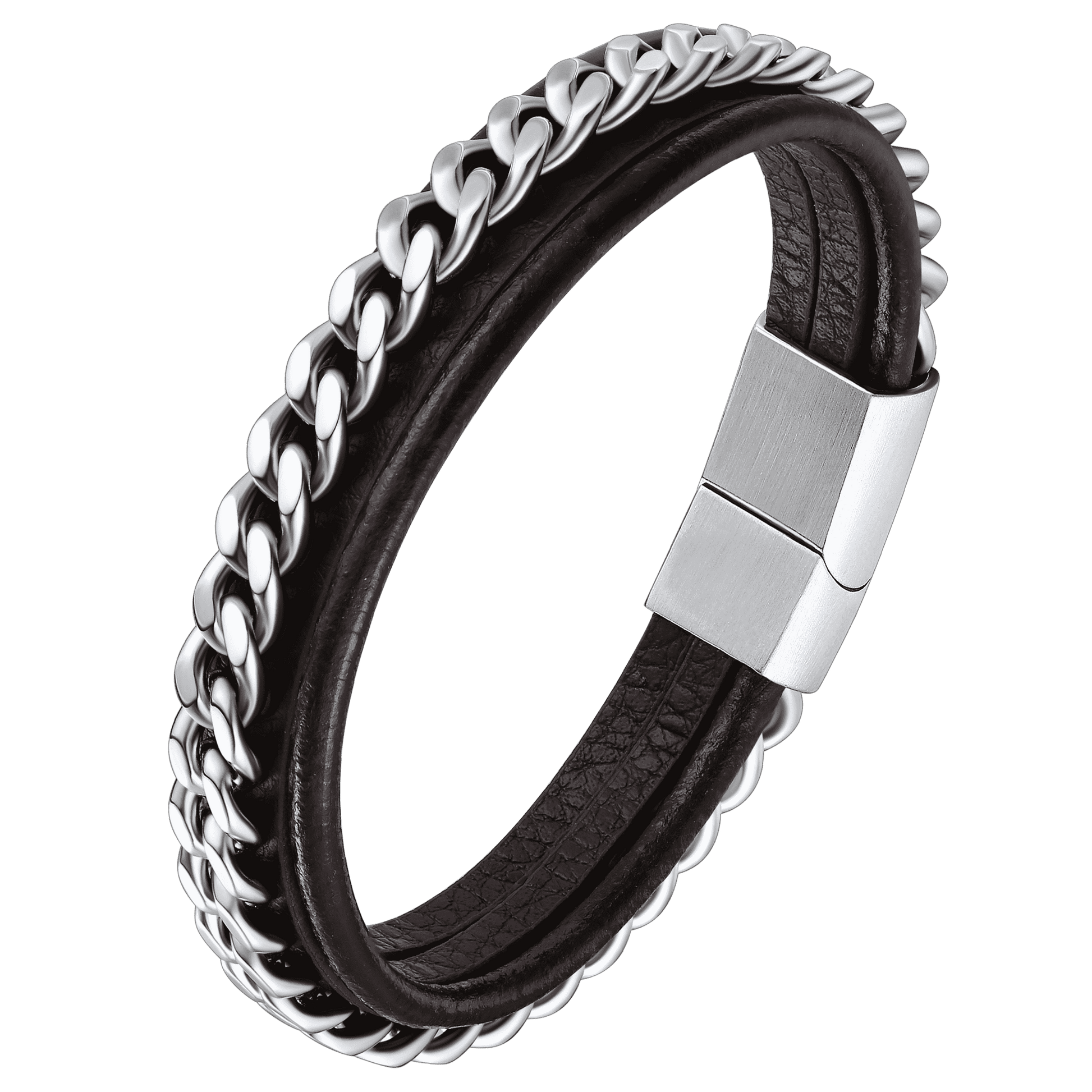 FaithHeart Black Braided Leather Bracelet Customized Cuff Wristband FaithHeart