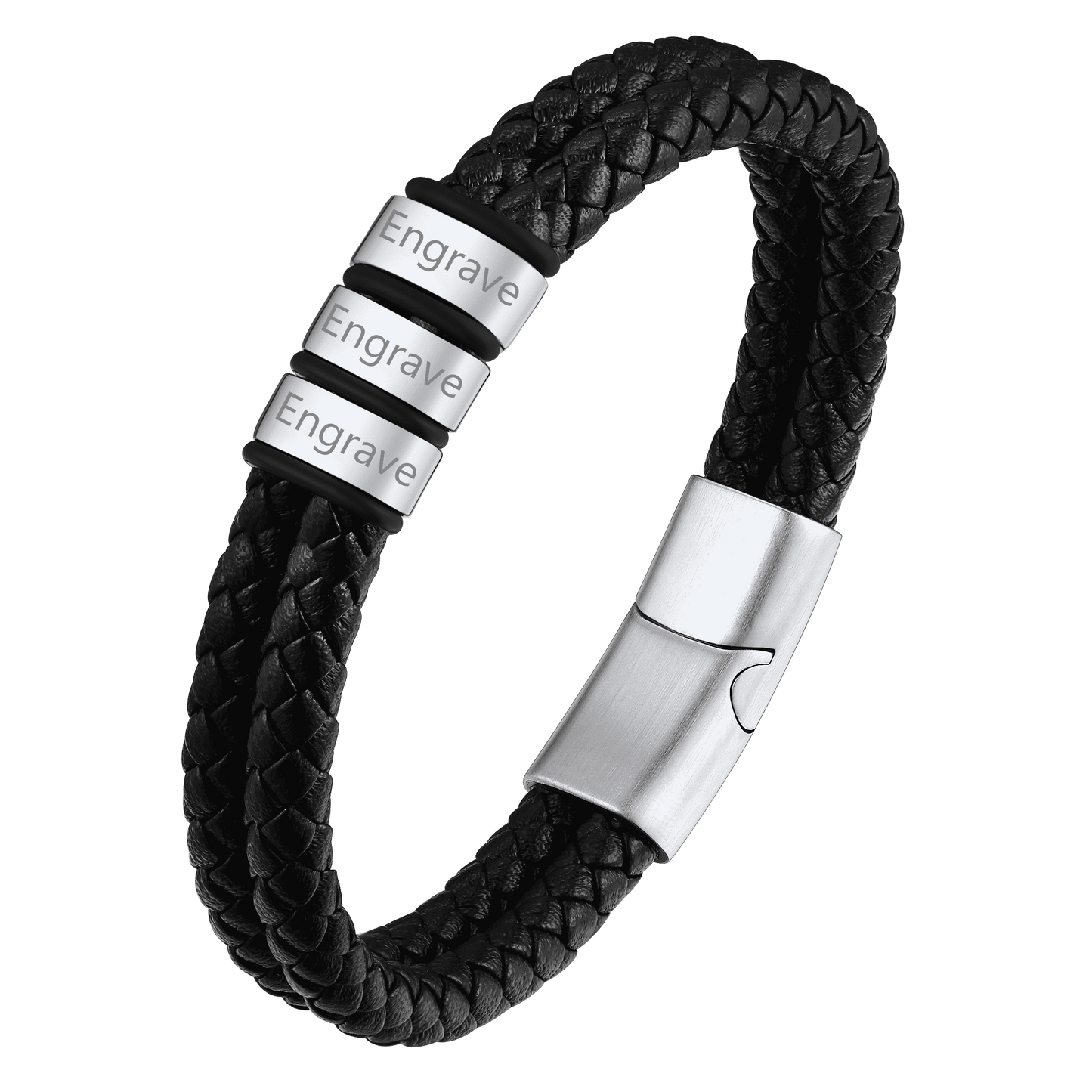 FaithHeart Personalized For Unisex Leather Custom Beaded Braided Bracelet FaithHeart