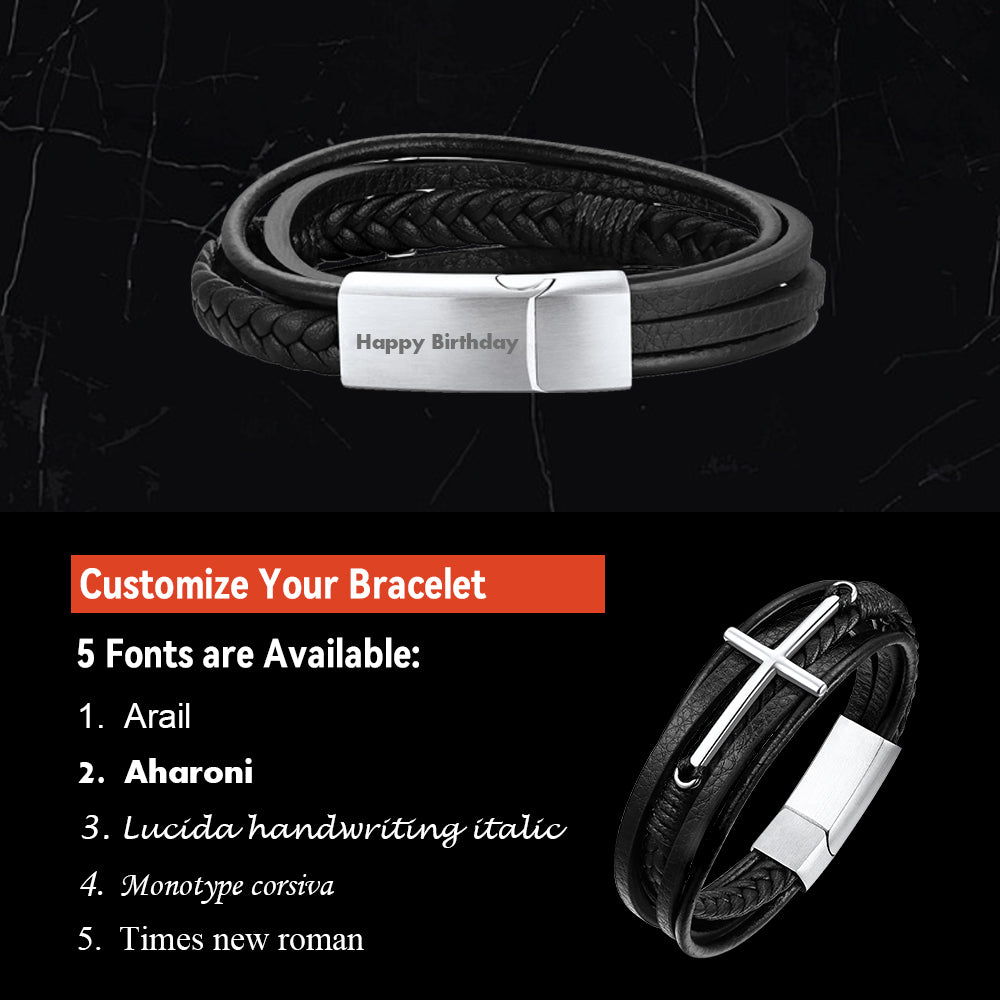 FaithHeart Cross Multi-Layer Braided Leather Bracelet for Men FaithHeart