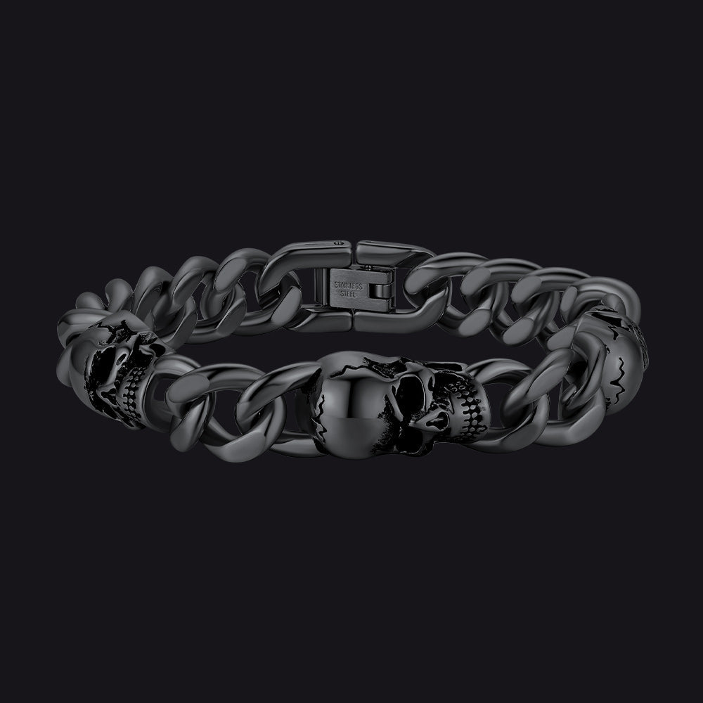 Gothic Skull Thick Chain Link Bracelet for Men  