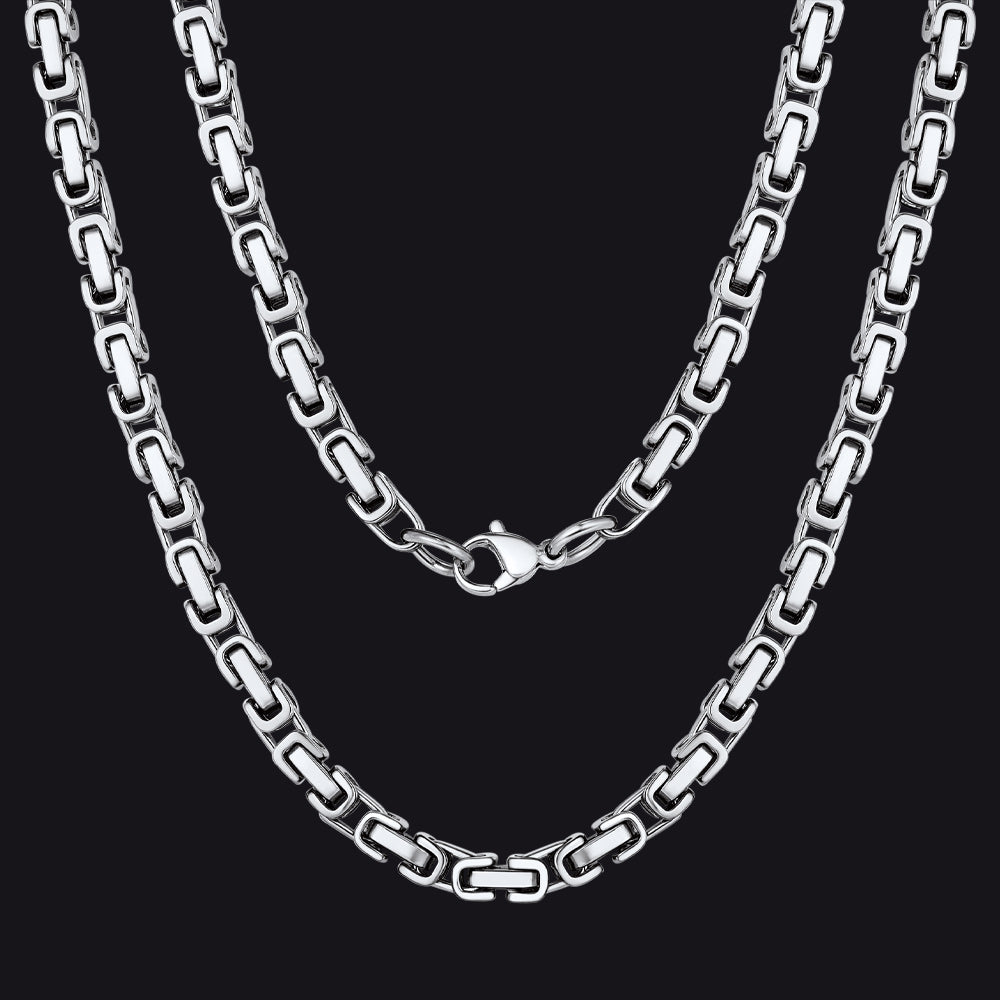 Silver Tone / 4mm / 30 inch 4MM/6MM/8MM Width Byzantine Chain Necklace for Men