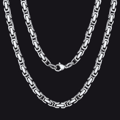 Silver Tone / 4mm / 30 inch 4MM/6MM/8MM Width Byzantine Chain Necklace for Men