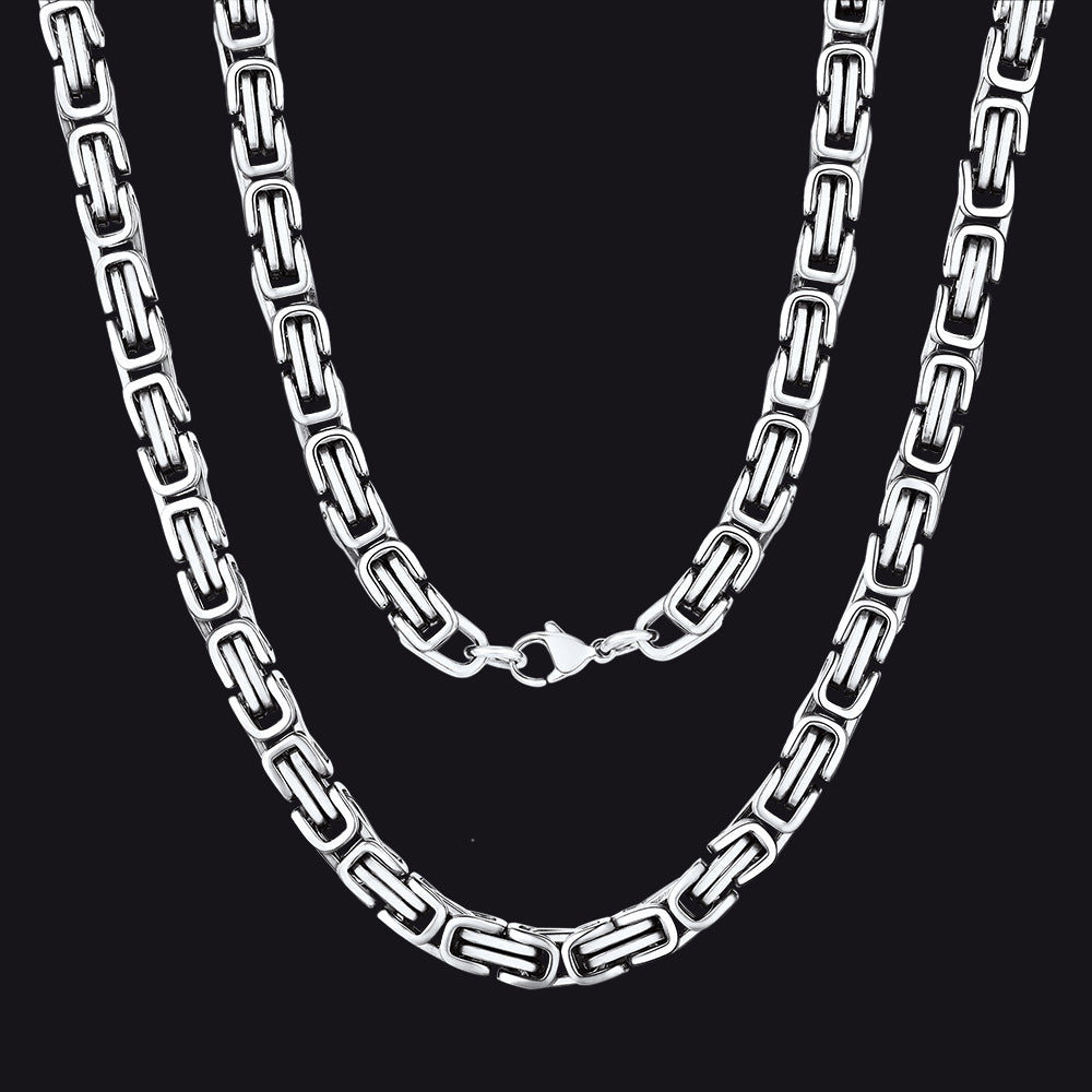 Silver Tone / 6mm / 30 inch 4MM/6MM/8MM Width Byzantine Chain Necklace for Men