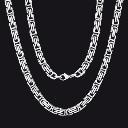 Silver Tone / 6mm / 30 inch 4MM/6MM/8MM Width Byzantine Chain Necklace for Men