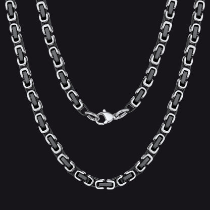 Silver Black Tone / 4mm / 30 inch 4MM/6MM/8MM Width Byzantine Chain Necklace for Men