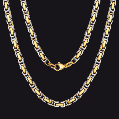 Gold Silver Tone / 4mm / 30 inch 4MM/6MM/8MM Width Byzantine Chain Necklace for Men