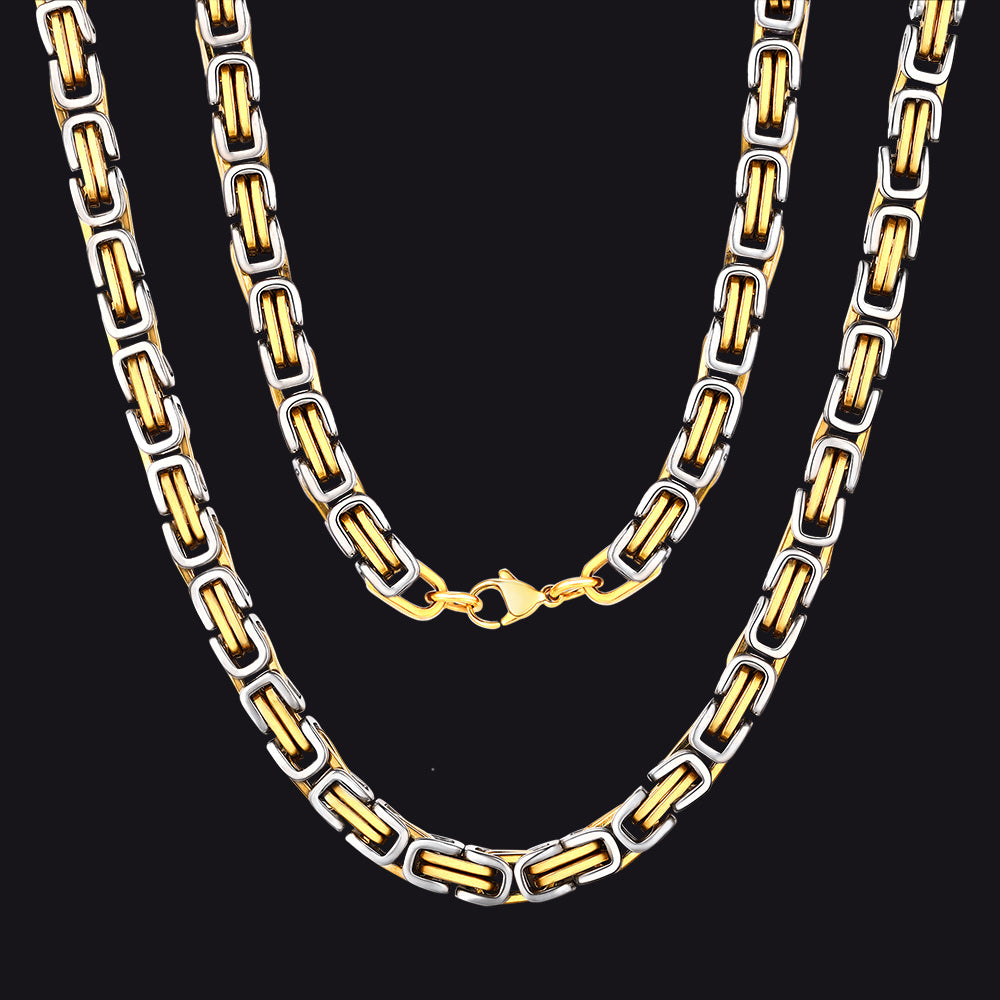 Gold Silver Tone / 6mm / 30 inch 4MM/6MM/8MM Width Byzantine Chain Necklace for Men