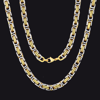 Gold Silver Tone / 6mm / 30 inch 4MM/6MM/8MM Width Byzantine Chain Necklace for Men