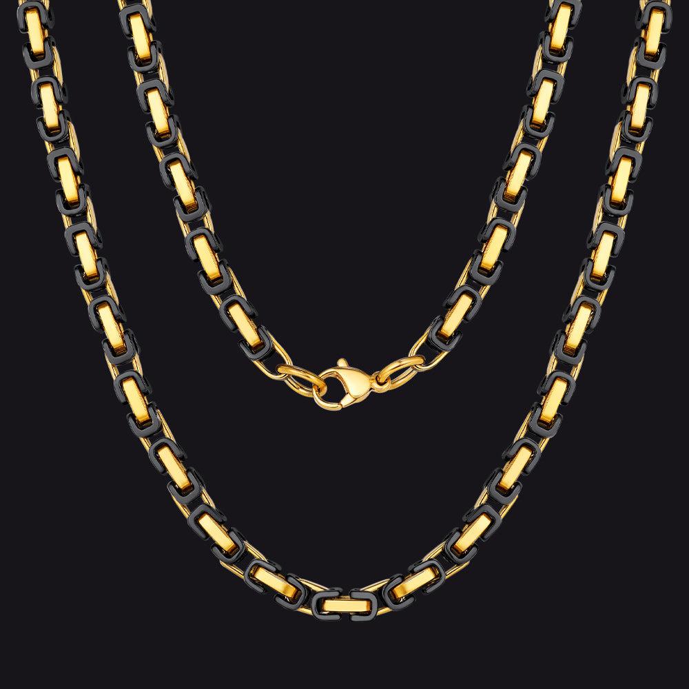 Gold Black Tone / 4mm / 30 inch 4MM/6MM/8MM Width Byzantine Chain Necklace for Men