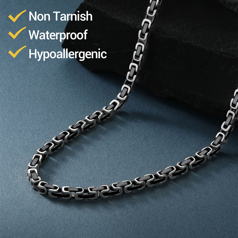  4MM/6MM/8MM Width Byzantine Chain Necklace for Men