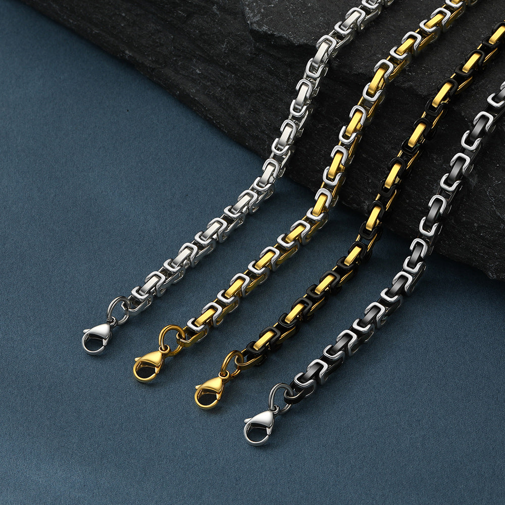 4MM/6MM/8MM Width Byzantine Chain Necklace for Men