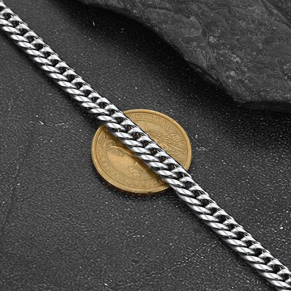 Close-up of Steel 6MM Cuban Link Chai