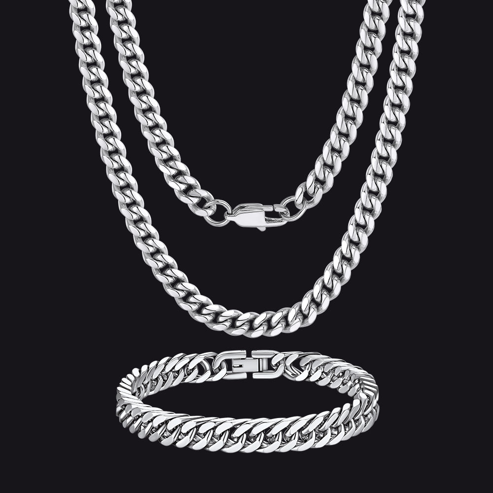6mm Cuban Chain & 8mm Bracelet Gift Set for Men