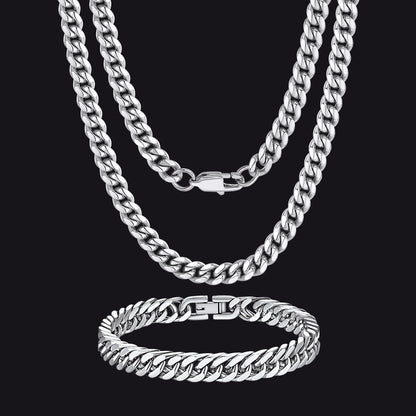 6mm Cuban Chain & 8mm Bracelet Gift Set for Men