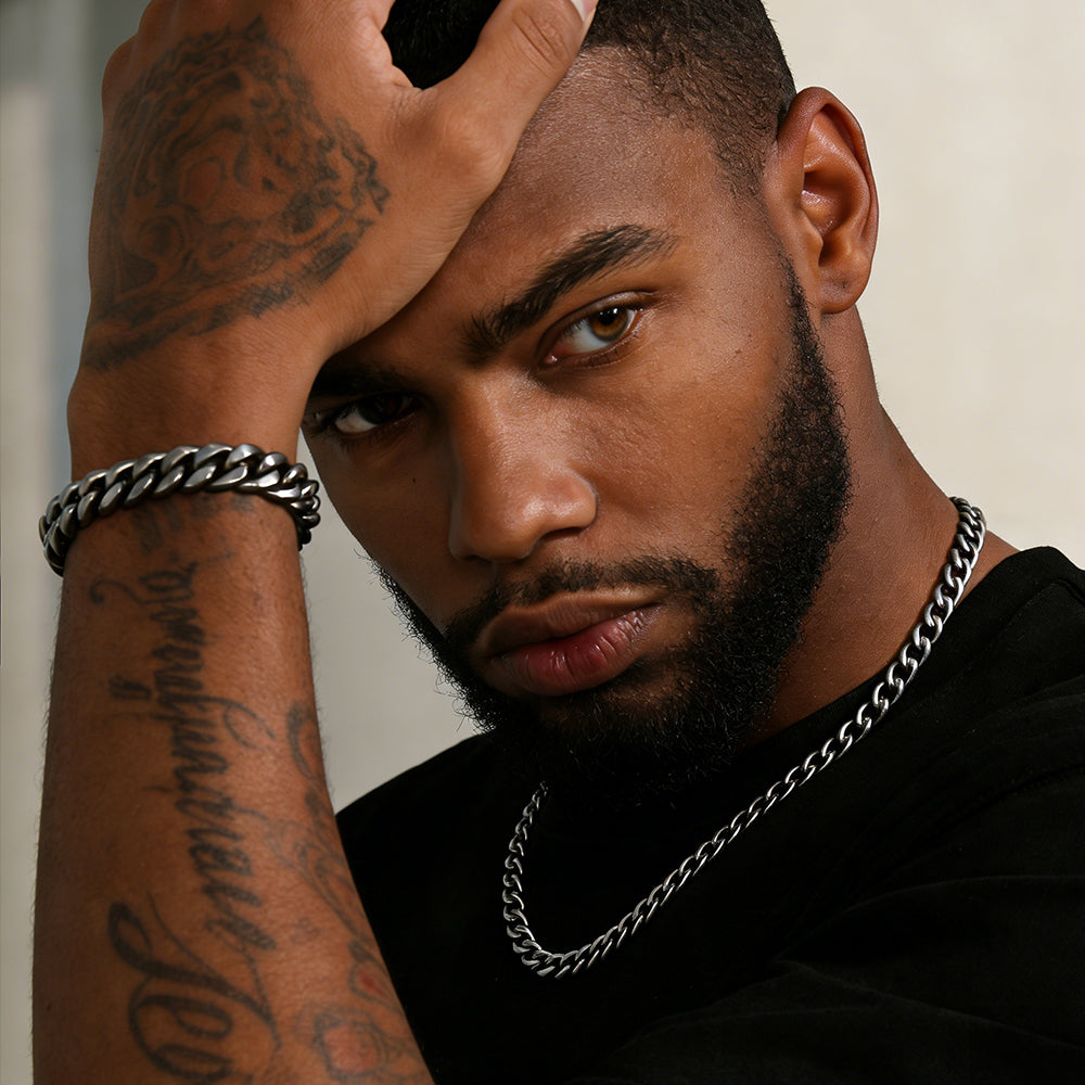 6mm Cuban Chain & 8mm Bracelet Gift Set for Men