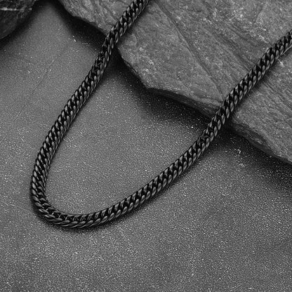 Black Cuban Link Chain Displayed Flat – Detail View