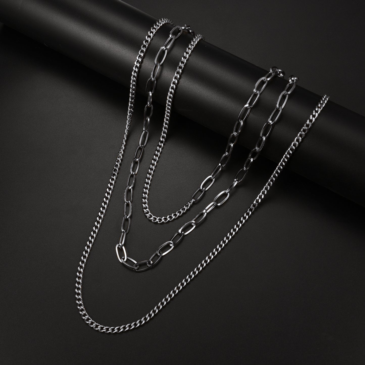 18 23 28 Inch Square Clasp Cuban Chain Set