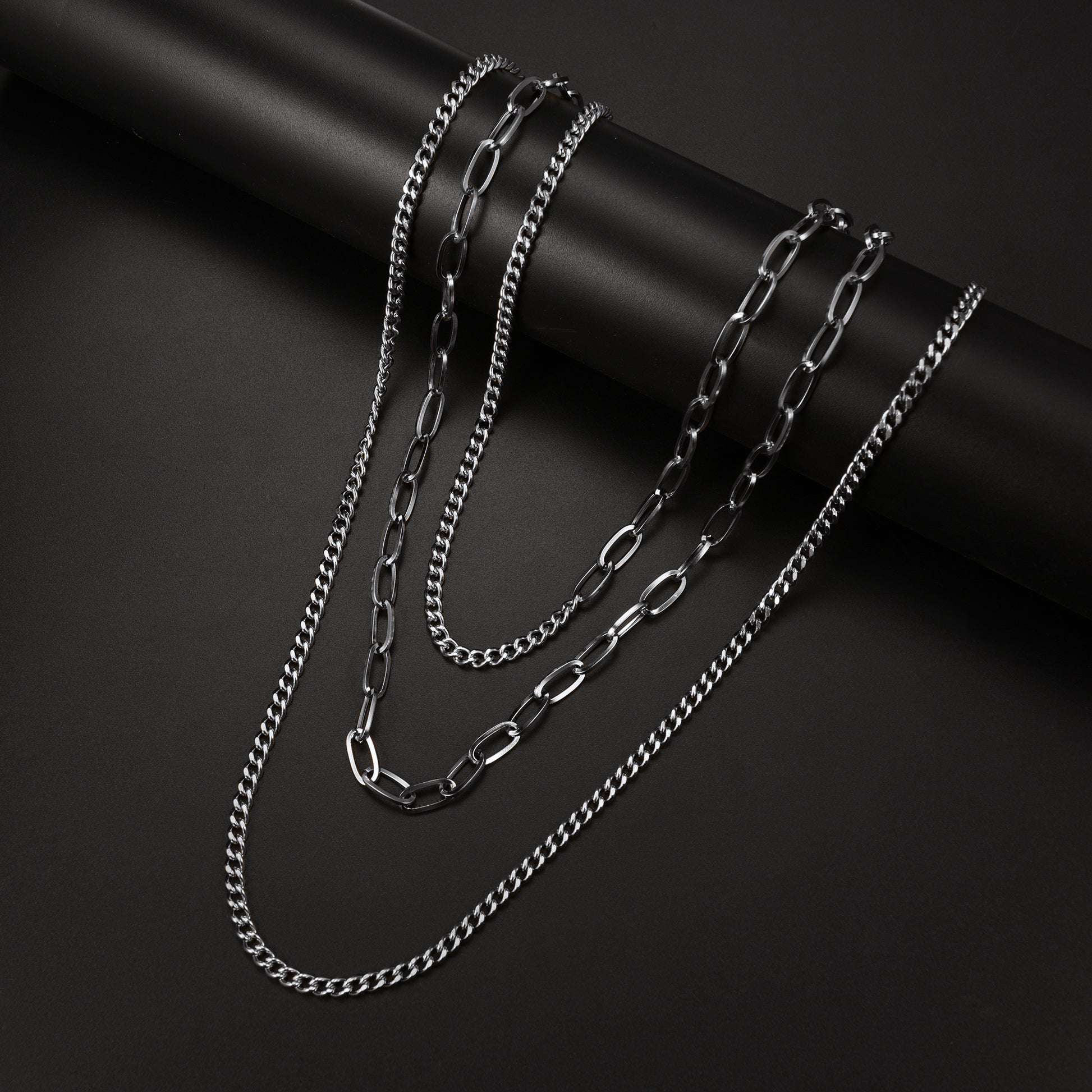 18 23 28 Inch Square Clasp Cuban Chain Set