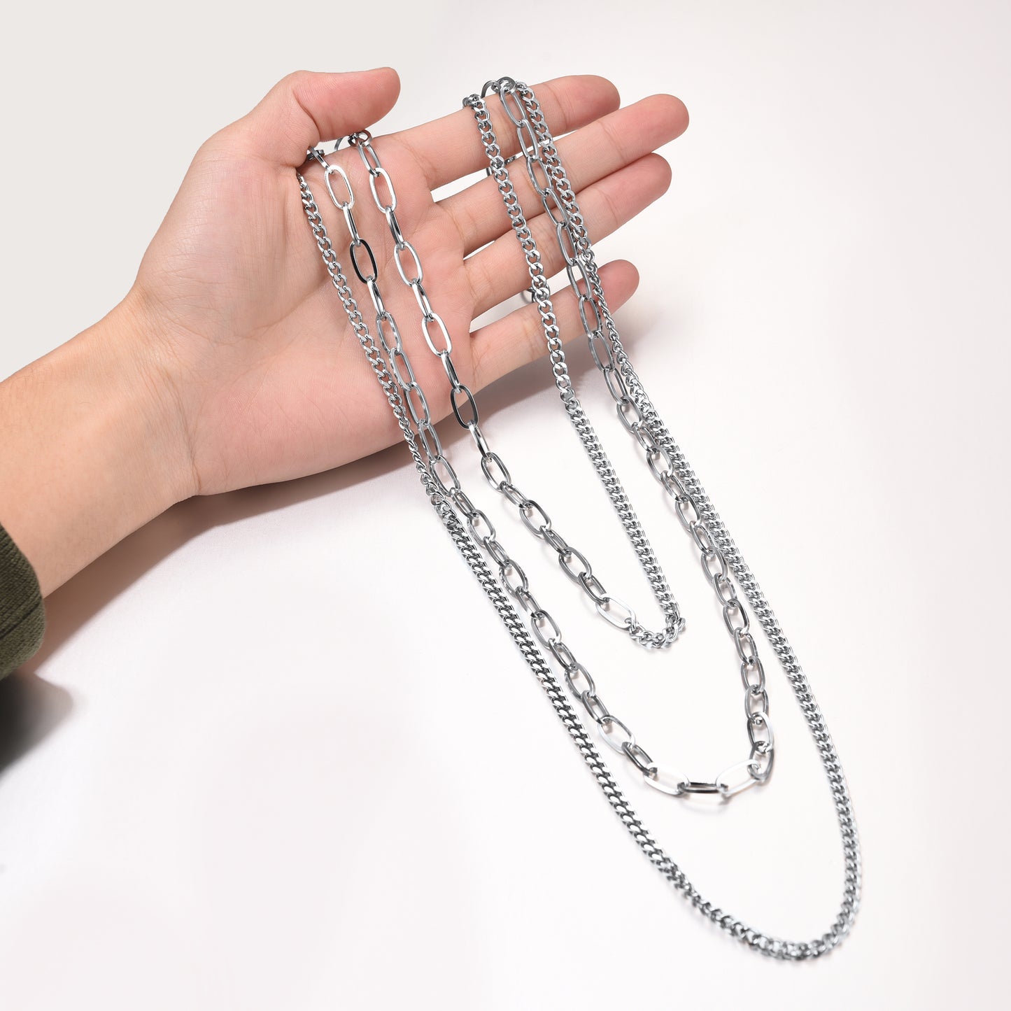 18 23 28 Inch Square Clasp Cuban Chain Set