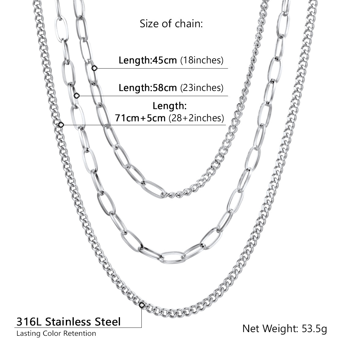Triple Layer Chain Sizing Diagram