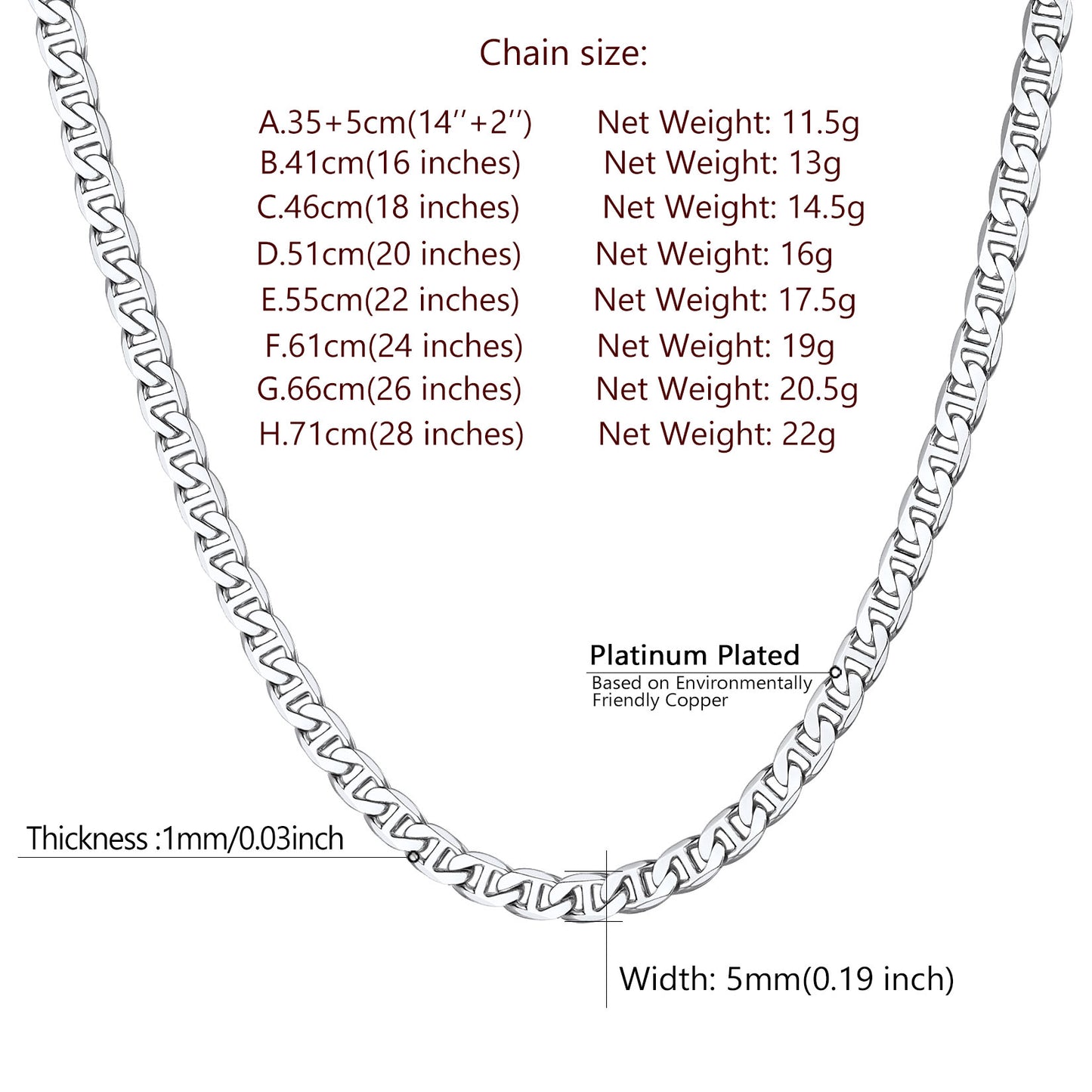 5MM Anchor Marine Chain Link Necklace for Men - FaithHeart Jewelry